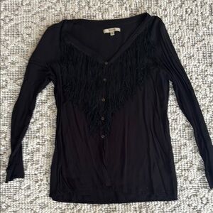 Black blouse with fun neck detail , very light and delicate fabric